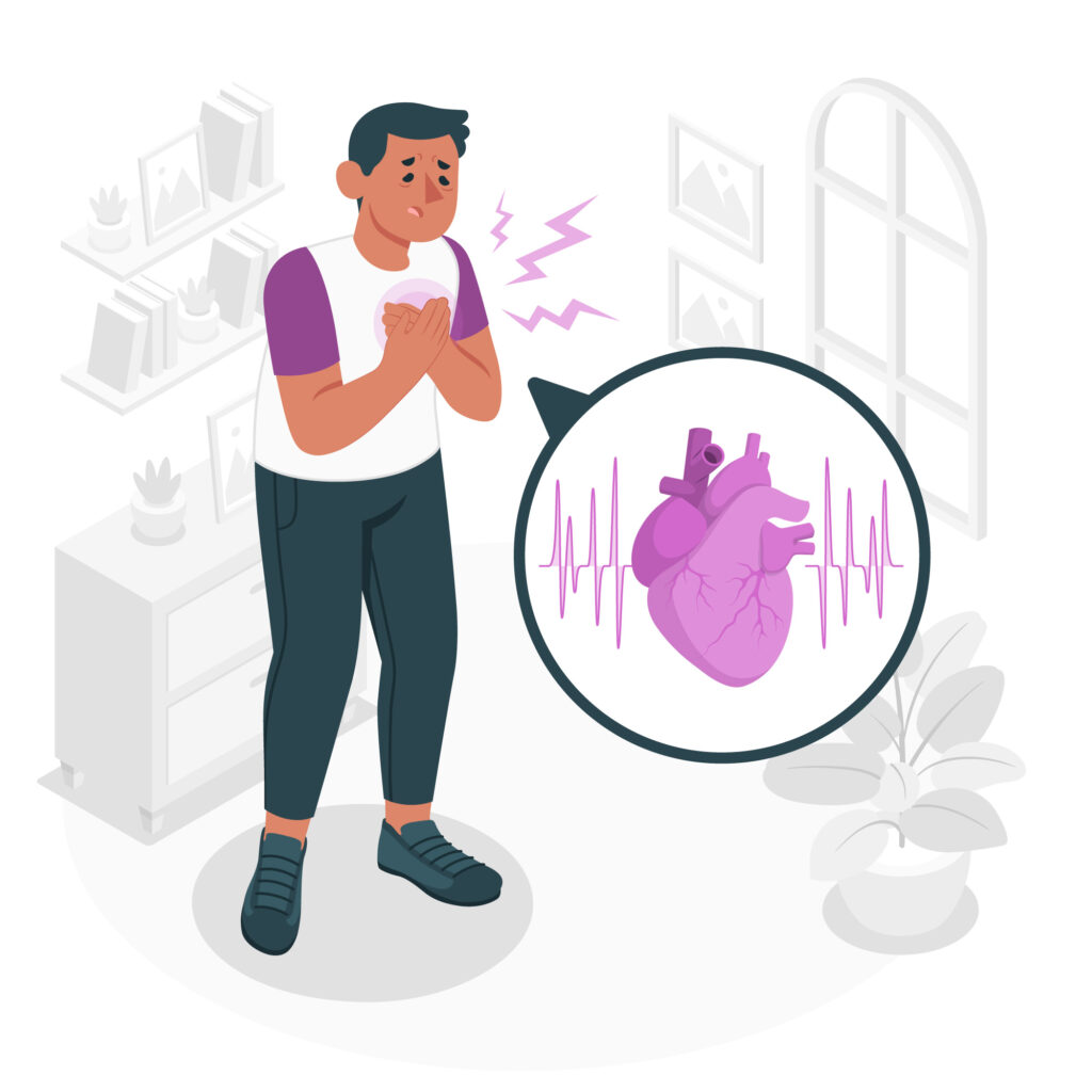Illustration of a person experiencing heart issues